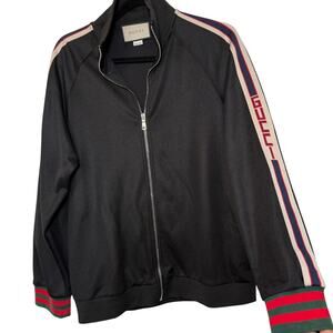 Gucci Mens Black Web Stripe Track Jacket Size L